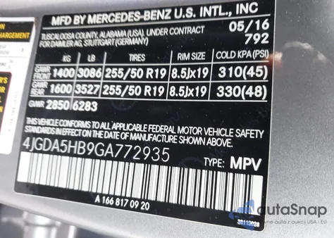 2016 Mercedes-Benz Gle 350 4Matic from USA, damaged, VIN 4JGDA5HB9GA772935